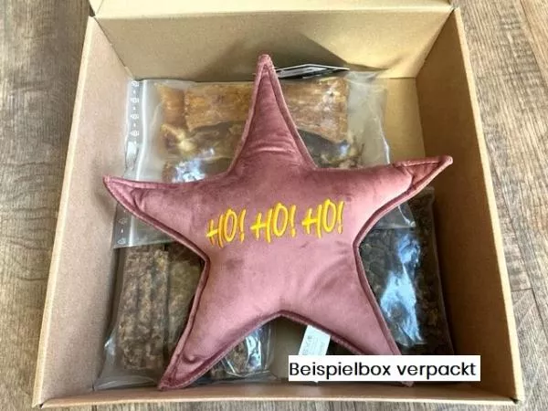 Weihnachtspräsent "fressen & kuscheln" in stilvoller Box - verschiedene Variationen